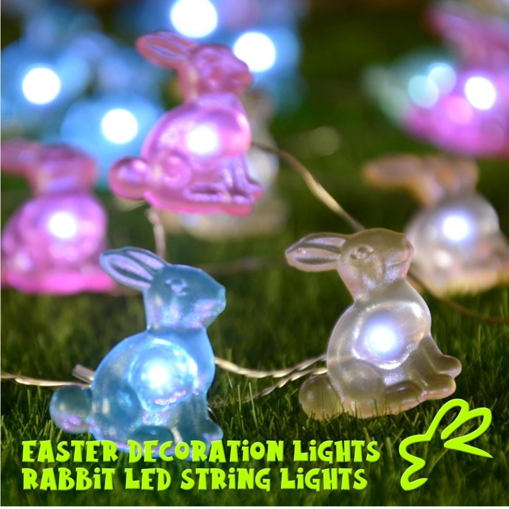 NIB Easter Decorations Rabbit String Lights, - Picture 4 of 7